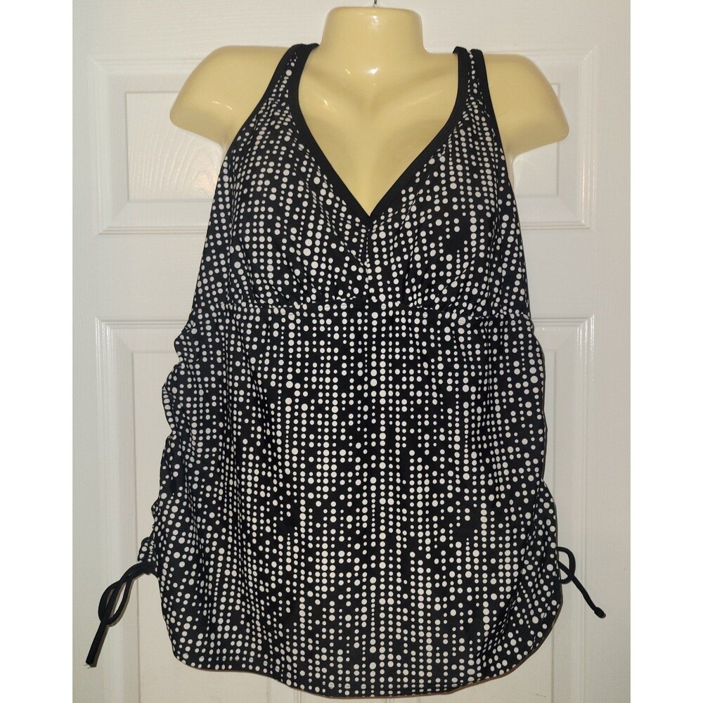 Liz Lange Maternity Tankini Top Plus Size XXL Swimsuit Black & White Racerback